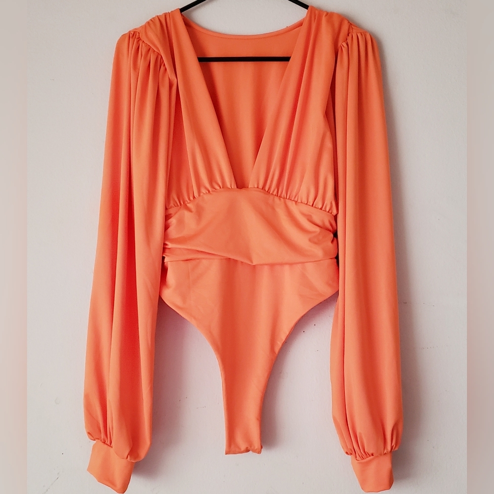 Vibrant Orange Long Sleeve Bodysuit